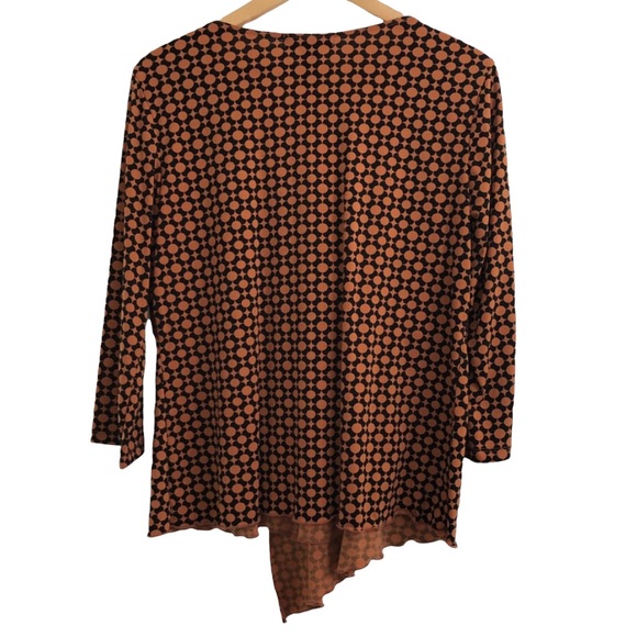 Copper orange/ Black Faux Wrap Top - Picture 2 of 2
